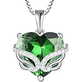 JIWOY Angel Wings Necklaces 925 Sterling Silver Heart Birthstone Jewelry Gifts for Women