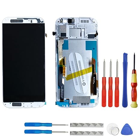swark LCD Display für HTC One M8 831C Silber Touchscreen Bildschirm Digitizer Assembly Glas + Rahmen+Tools