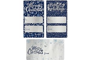 DISTINCTIVS Blue and Silver Christmas Gift Tags, Snowflake Holiday Peel and Stick Christmas Gift Tags - 42 Gift Wrap Tags