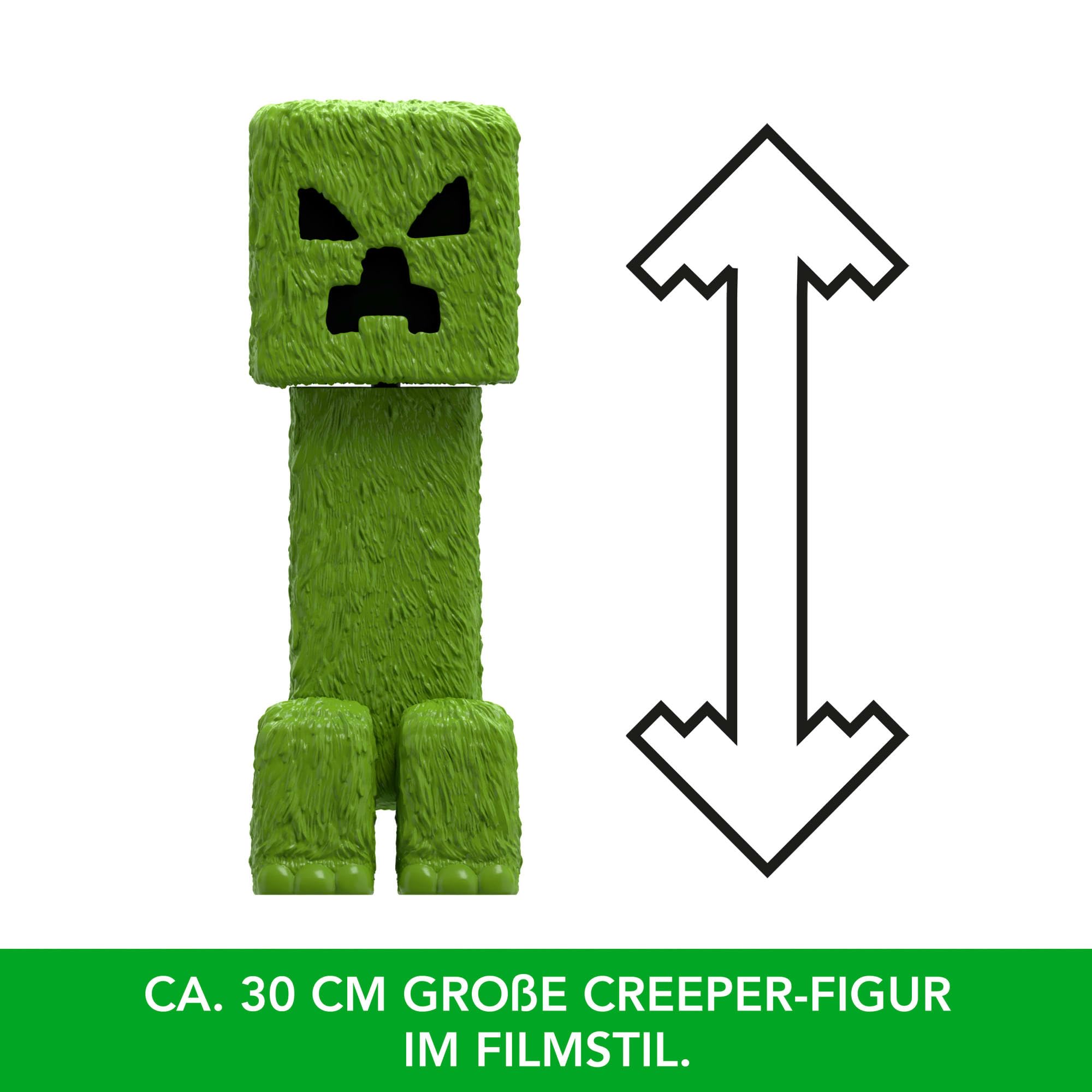 Mattel Minecraft Große Actionfiguren, 30 cm große, bewegliche Creeper-Sammelfigur, inspiriert von Ein Minecraft Film, JFR66, [Mehrfarbig] 3