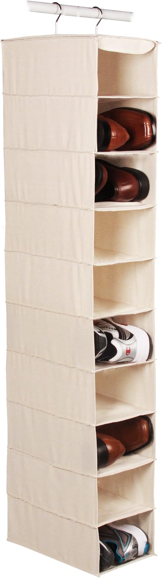 shoe organizer for closet floor on Amazon Com Richards Homewares Hanging Ten Shoe Large Shelf Organizer Canvas Natural 50 X 14 X 8 Home Kitchen