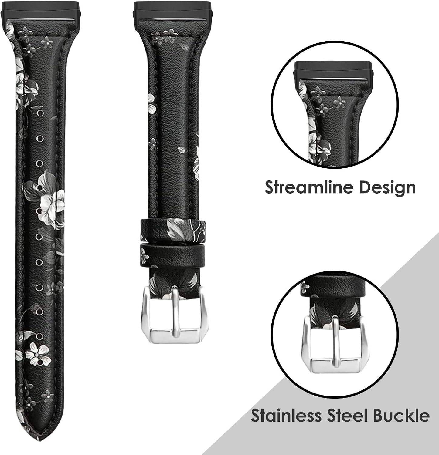 KIMILAR Leather Bands Compatible with Fitbit Sense/Versa 3, Slim Genuine Leather Band Replacement Strap Wristband Accessories Man Women Compatible with Fitbit Versa 3 / Sense Smart Watch: Home Audio & Theater