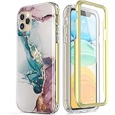 Esdot Compatible with iPhone 12 Pro Max Case with Built-in Screen Protector,with Fashionable Designs for Women Girls,Protective Phone Case for Apple iPhone 12 Pro Max 6.7" Turquoise Pink Marble