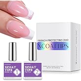 BTArtboxnails XCOATTIPS French Protection DUO - Builder Gel, Top Coat, 15ML | Long Lasting All-in-one Gel Set for Sleek French Tips Nails, Easy-to-Apply for Home DIY &amp; Salon Manicure, 2 boxes