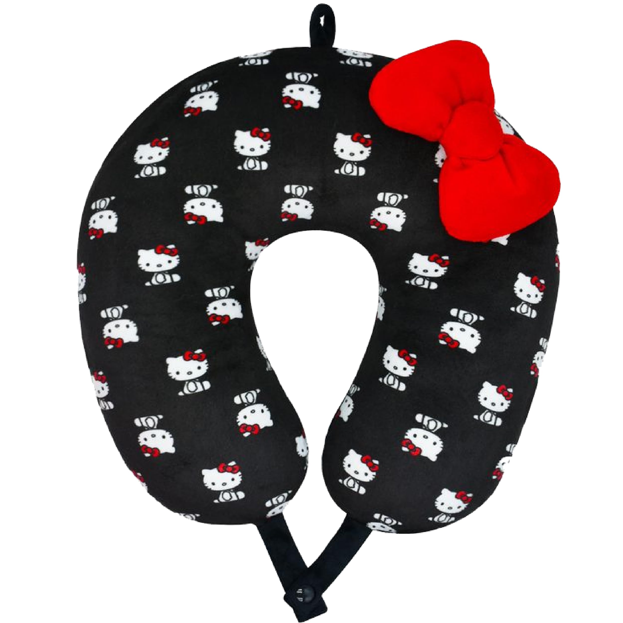FUL Hello Kitty Neck Pillow Support, Portable Travel Car Pillow for Sleep, Black