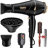 Professional Salon Hair Dryer, CONFU 1875 Watt Negative Ionic Fast Drying Blow Dryer, AC Motor Low Noise Hair Blow Dryer with