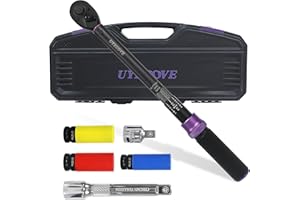 UYECOVE 1/2-Inch Drive Click Torque Wrench Set, With Deep Socket, Adaptor, Extension Bar, Dual-Direction Adjustable Reversible Click, Dual Range Scales 10-170FT.LB and 13.6-230.5N.M