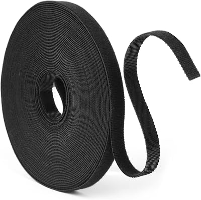 URAQT Fastening Tape Hook and Loop Cable Ties 10mm x 10m Black