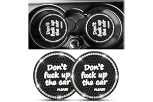 2 Pack Bling Car Coasters for Cup Holder, Crystal Rhinestone 2.75 in Cup Holder Coaster, Silicone Anti-Slip Insert Cup Mats f