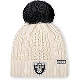 FOCO NFL Womens NFL Team Logo Cable Knit Pom Beanie Hat