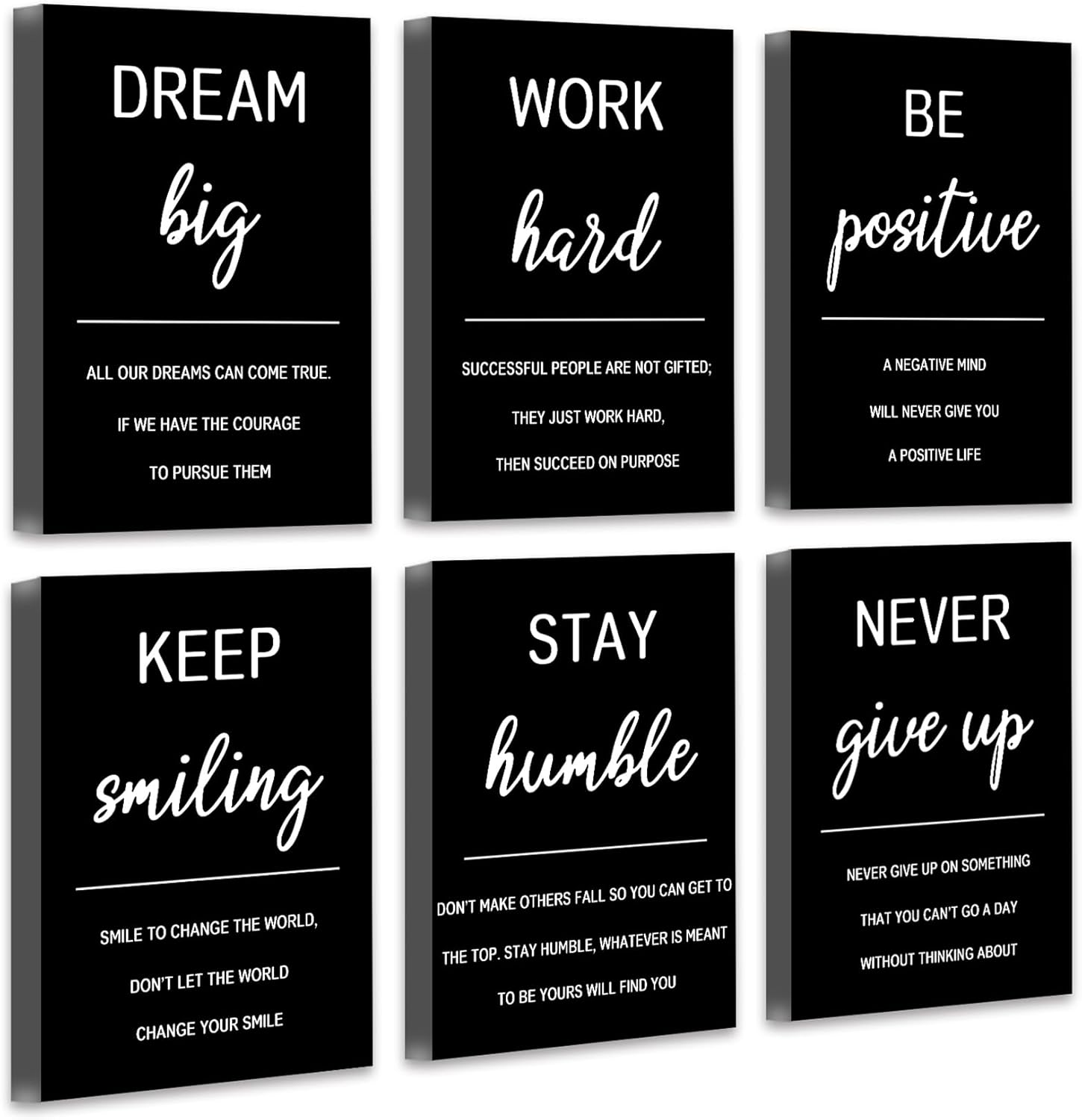 Posters & Prints - 𝗗𝗿𝘀𝗼𝘂𝗺 Inspirational Office 𝗙𝗿𝗮𝗺𝗲𝗱 Wall Art Motivational Wall Decor 12” x16” Quotes Wall Art for Living Room Encouraging Canvas Posters for Bedroom Sayings for Wall Decor - Set of 6 (Framed)