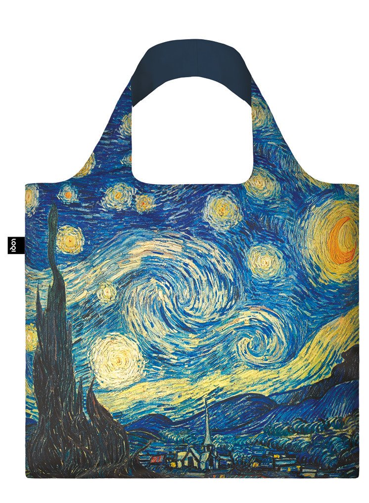 LOQI Museum Vincent Van Gogh the Starry Sky Reusable Shopping Bag,Blue
