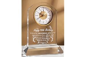 DEEWISH Happy 70th Birthday Gift Idea for Grandparents, Quartz Desk Clock Home Blessing Decoration, 70 Year Old Birthday Gifts for Old Men Women Parents Couple Friends Dad Mom
