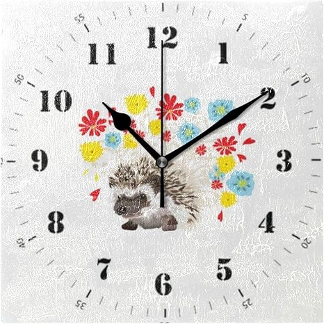 Amazon Co Jp Mika ハリネズミ 掛時計 おしゃれ 静音 四角 音がしない 見やすい 秒針 壁掛け時計 掛け時計 かけ時計 時計 とけい メンズ レディース かわいい スイープムーブメント ホーム キッチン