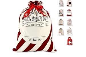 LessMo Christmas Santa Sack, Large Christmas Canvas Gift Bag with Drawstring, [Place to Write Wishes] Reusable Personalized Best Gift, for Xmas Package Storage, Christmas Party Supplies Favors