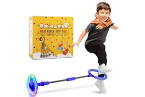 GleeGlow Ankle Skip Ball for Kids, Foldable Skip Ball Toy with Colorful Flash Wheel, Outside Toys for Kids, Gift for Girls & Boys Age 5 6 7 8 9 10 Years Old