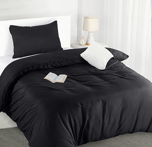Utopia Bedding Single Duvet Cover Sets - Soft Microfibre Polyester Duvet Cover with Pillow case - Bedding Quilt Cover Set (Black)