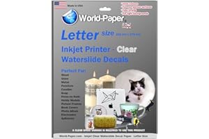 WORLD-PAPER Waterslide Decal Paper Inkjet Clear 8.5" x 11" 5 Sheets