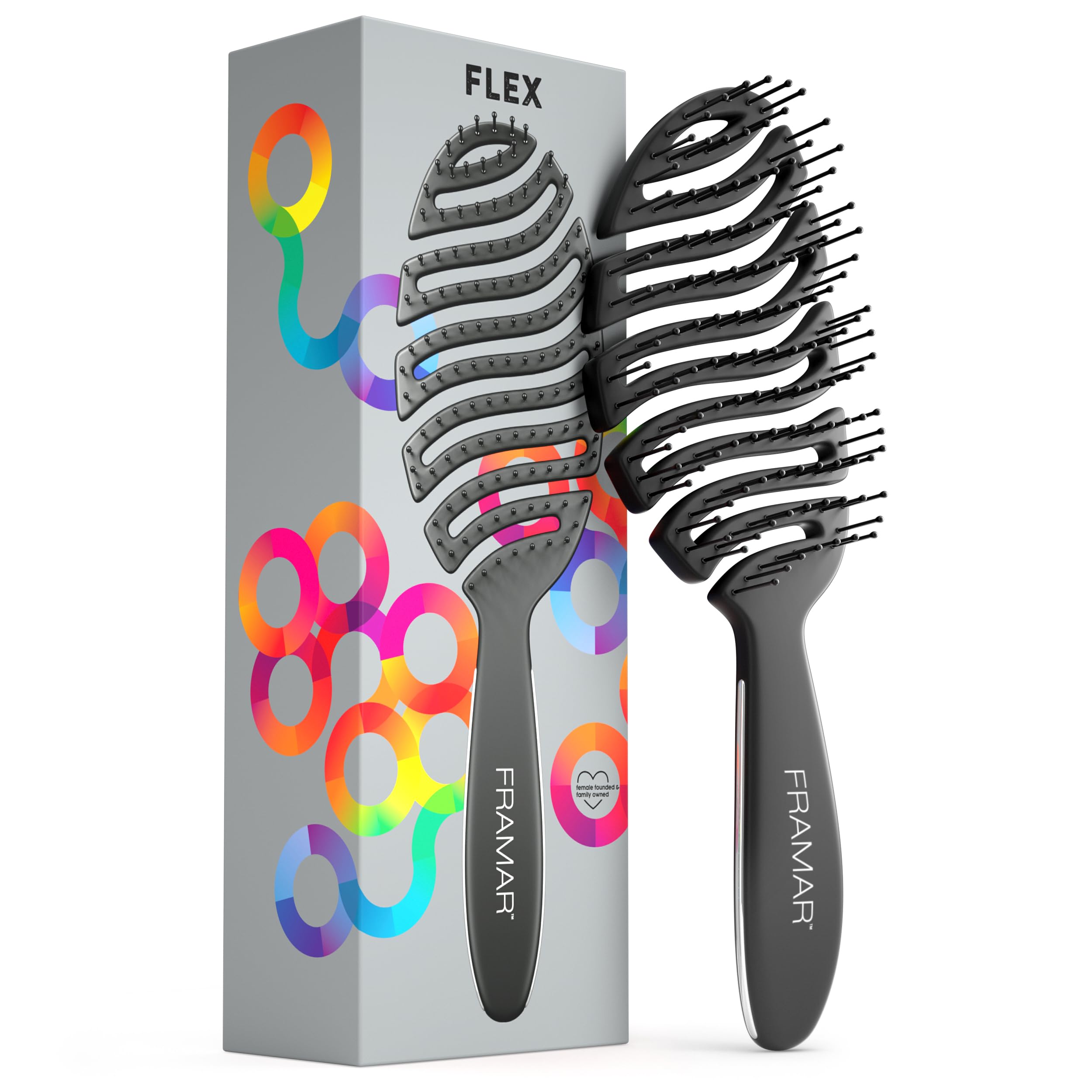 FRAMAR Wet HairBrush Detangler - Detangle Hair Brush Women, Hairbrushes For Women, Vent Brush Hair, Detangle Brush, Vented Hair Brush For Blow Drying, Wet Detangling Hairbrush– Black