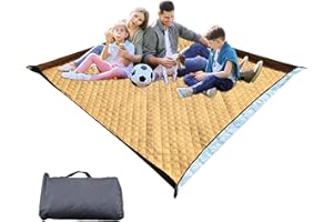 BEYETSEA Picnic Blankets,Extra Large Waterproof Foldable,Oversized Waterproof Beach Blanket,Portable Washable Picnic Mat (Khaki 118''*118'')