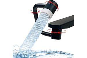 GCGWEQS Matte Black Faucet Aerator, 1080° Swivel Faucet Extender, Kitchen Sink Aerator Extension With 2 Water Outlet Modes Faucet Nozzle, Bathroom Rotating Faucet Attachment