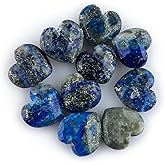 CRYSTALIS 10pcs Natural Lapis-Lazuli, Facet-Heart Loose Gemstone, Wholesale Bulk Cabochons, Jewelry Making Supply, Chakra Healing Polished Stones, Wire Wrapping, DIY, Gem Collection