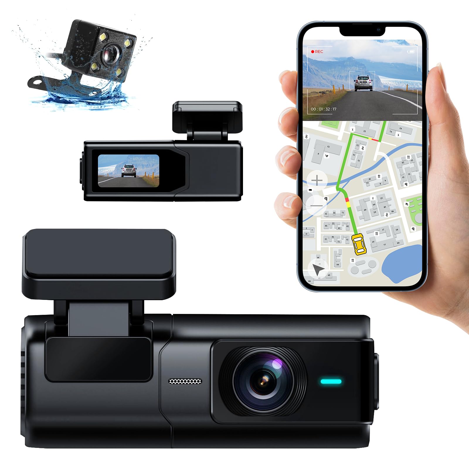 Photo 1 of ***CORRECT ITEM*****aquota Dash Cam Front and Rear - 2K+1080P Dual Dash Cam for Cars Wi-Fi|App Control Dash Camera 1.5”IPS Car Camera 170° Wide Angle|Night Vision|24HParking Mode|Free 64GB Card