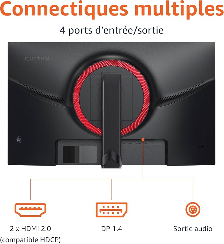 Écran de Gaming 24 Pouces (23,8 Pouces Visibles), FHD 1080p, 165 Hz, Compatible VESA, Adaptive Sync, Temps de réponse de 1 ms, Noir