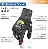 DEX FIT Cru553 Level 4 Cut Resistant Gloves Grey Large 1 Pair 15-Gauge HPPE view 2