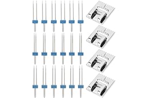 18PCS Double Needle Twin Needles,Sewing Machine, 4PCS Wide Rolled Hem Foot Set Household Sewing Machine Groove Pintuck Presse