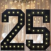 4FT Marquee Light Up Numbers, Black Giant Marquee Number Big Mosaic Number for 25th Birthday Party Decorations Backdrop 25 Anniversary Decor, Pre-Cut Frame Large Number 25
