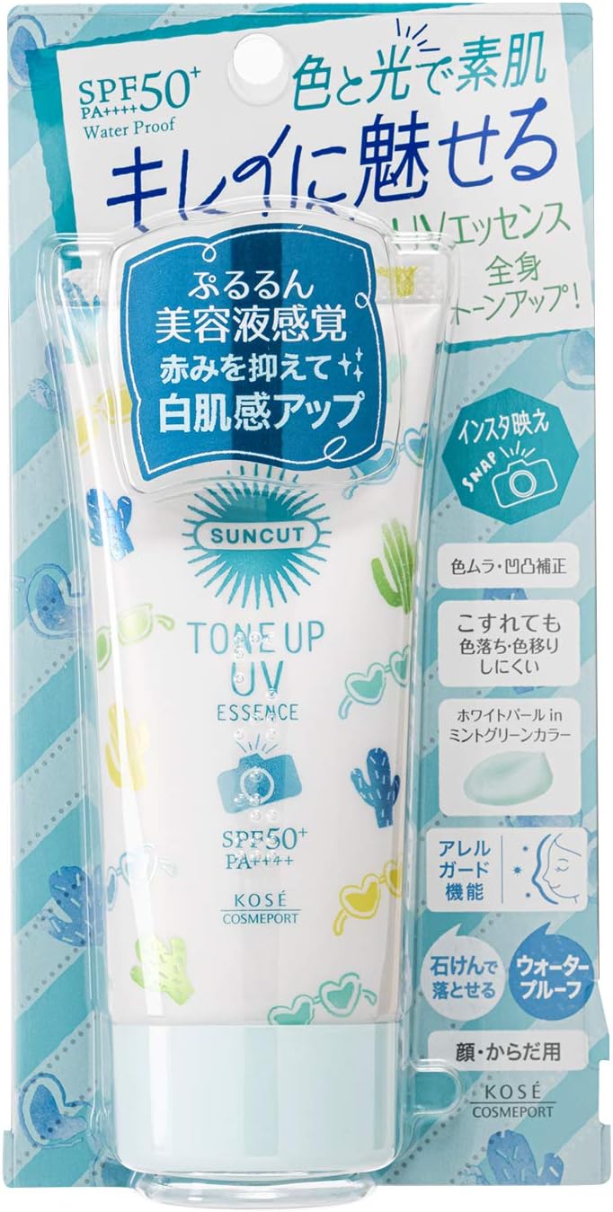 KOSE Suncut Tone Up UV Essence Mint Green SPF 50+ PA++++ Waterproof 80g