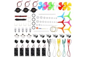 Sntieecr 6 Set 131 PCS DC Motors Kit, Mini Electric Motor 1.5-3V 15000RPM with 66 PCS Plastic Gears, Shaft Propeller, Bulbs, 