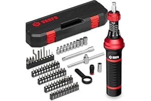 VANPO Torque Screwdriver 10-80 in.lb, 64 Pcs Inch Pound Torque Screwdriver Wrench Set with T-bar Handle, S2 Bits, Storage Cas