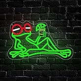 Frog Beer Neon Sign, Funny Bar Led Neon Signs for Wall Decor Dimmable Frog Beer Light Up Sign Light for Bedroom Bar Pub Night Club Home Man Cave Birthday Party Decoration Gift USB Powered(15.8"*9.4")