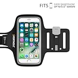 PORTHOLIC® Brazalete deportivo Para Deportes Con soporte para llaves, cables y tarjetas para iPhone 7/6,Galaxy S6/S5,iPhone 5S/5C/SE Huawei, Bq x5, HTC, LG hasta 5.1 pulgadas (negro)