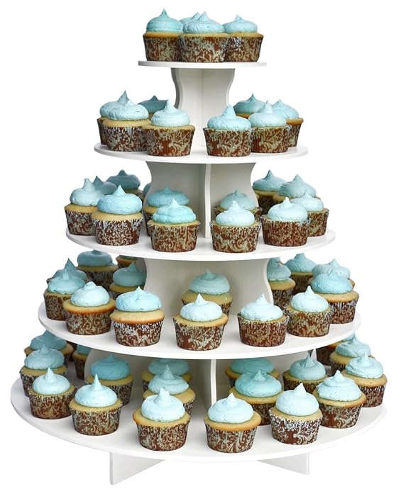The Smart Baker 5 Tier Round Cupcake Stand PRO- Holds 90+ Cupcakes As Seen on Shark Tank Professional Cupcake Tower