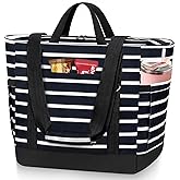 HUANLANG Soft Cooler Bag Insulated for Travel,Large Insulated Grocery Bags with Zippered Top,PEVA Collapsible Food Delivery Cooler Bag for Beach, Travel, Picnics