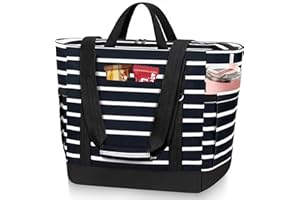 HUANLANG Soft Cooler Bag Insulated for Travel,Large Insulated Grocery Bags with Zippered Top,PEVA Collapsible Insulated Food 