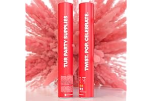 Red Powder Cannons Smoke Bombs Biodegradable Poppers | 2 Pack | Launch 25 ft Far | 12 inch | Decorations For Photoshoots, Gender Reveal, Celebrations, Festivals, and Parties | TUR Party Supplies