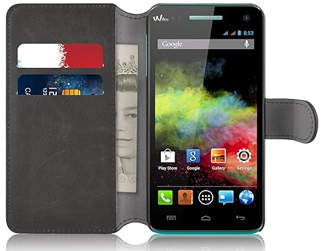 Wiko Rainbow Lederhülle | JAMMYLIZARD Handyhülle [ Retro Series ] Ledertasche Flip Case Cover Hülle Leder Schutzhülle mit Kar