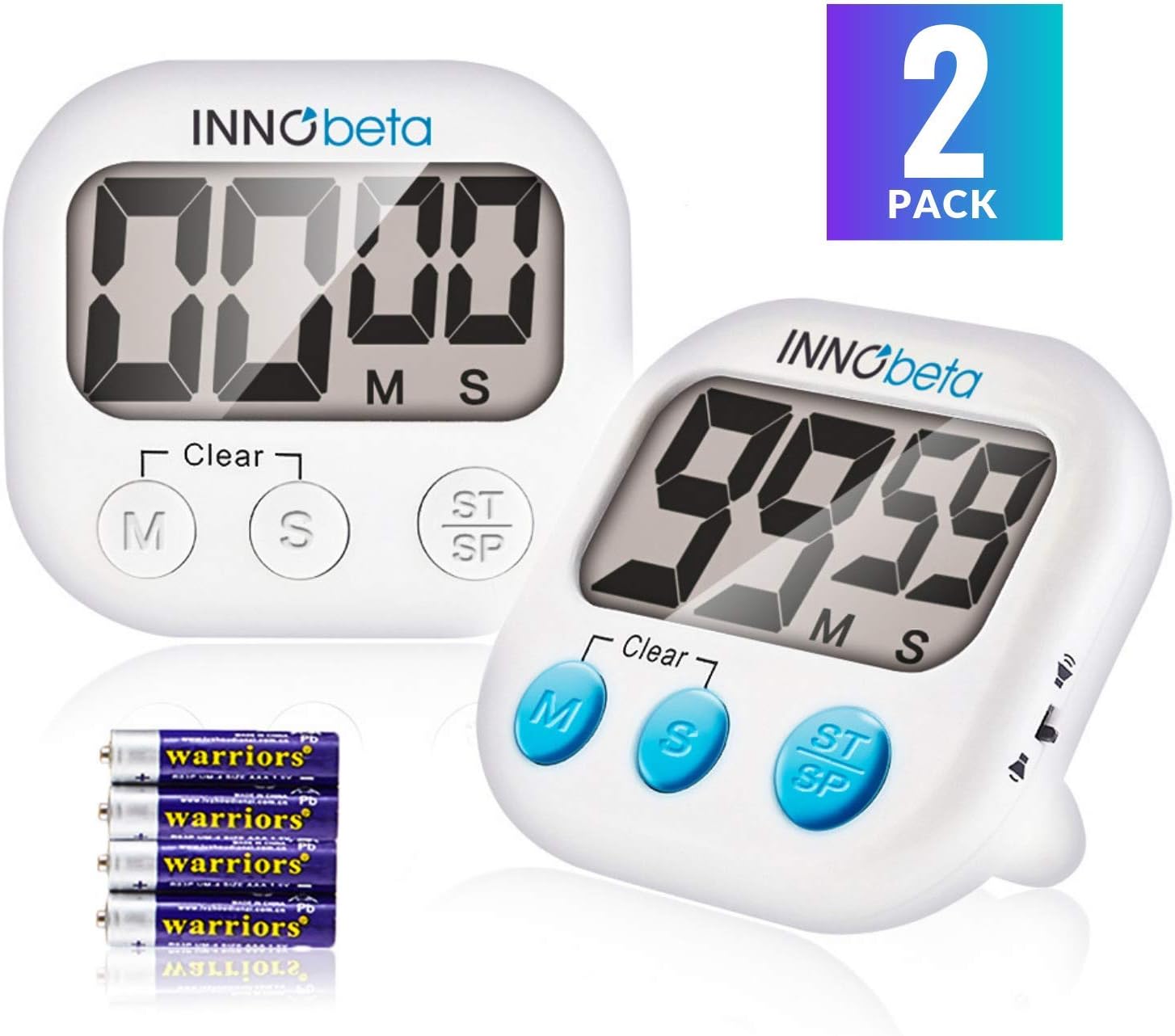 2X Digital Kitchen Timer, Cooking Timer, Count up Stopwatch & Countdown