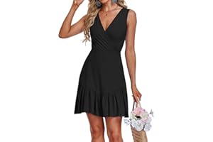WNEEDU Sun Dress 2026 V Neck Sleeveless Sexy Summer Dresses for Women