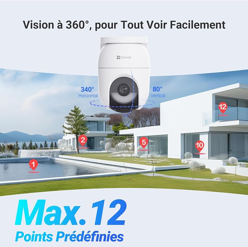 2K+(4MP) 2PK Caméra Extérieure sans Fil CB8 Lite+5W Panneau Solaire