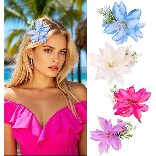 ABOOFAN 5Pcs Flower Hair Clip Flower Hair Pin Hawaiian