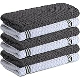 Infinitee Xclusives 100% Cotton Kitchen Towels - 15x25 Inch Ultra Soft Tea Towel, Super Absorbent Terry Dish Towels for Kitchen Linens |Grey|