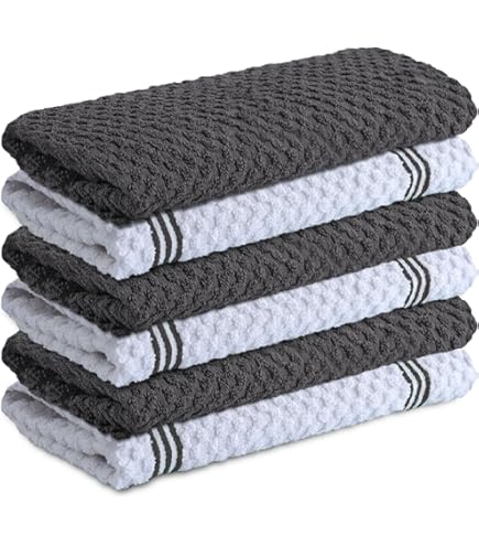 DII Luxury Barmop Geschirrtuch-Set - 4 Stück - 40,6 X 48,3 Cm - 100 % Baumwolle - Chevron Muster In Stone