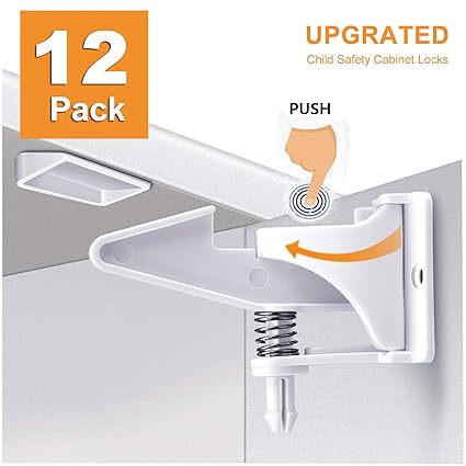 Cabinet Locks Child Safety Childproof Cabinet Locks 12 Pack No Tools Or Drilling Needed Secure Kitchen And Bedroom Cupboards From Your Curious