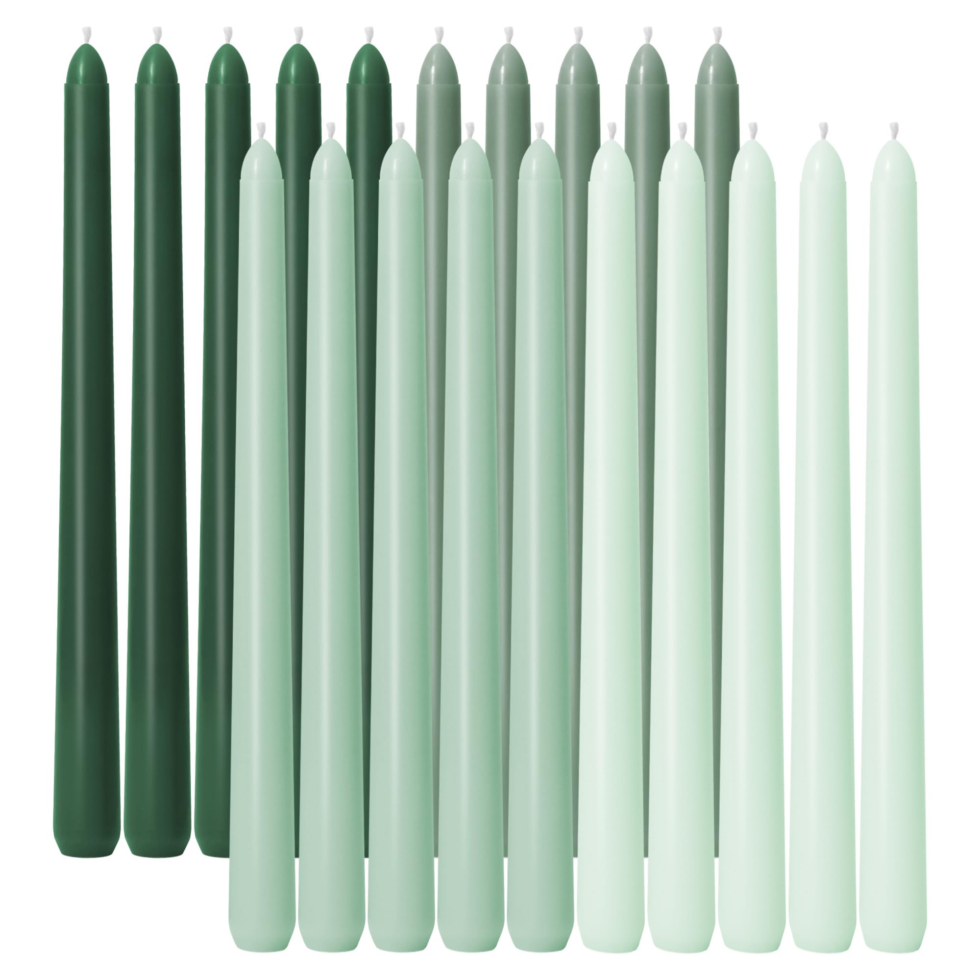 Photo 1 of *Missing Parts*
Taper Candles 10 Inch Green 20 Pack Unscented, Dripless, Smokeless Long Tall Tapered Candlesticks Wedding Home Decor Dinner Natural Color Series