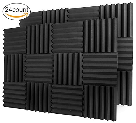 A2s Schutz Akoustikschaum Off Platten 24 Stück 2 inch X 12inch X 12 inch Ideal Für Hause Studio Und Dichte 25kg/ Cmb (Scwarz 